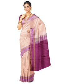 Kanmanie Vazhainaar Pattu Peach Wine Purple Butta Saree