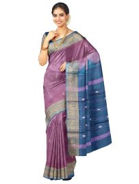 Kanmanie Vazhainaar Pattu Peacock Medallion Zari Border Saree