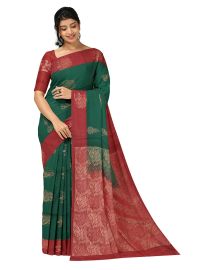 Kanmanie Softy Silk Geometric Zari Butta Maroon Pallu Saree
