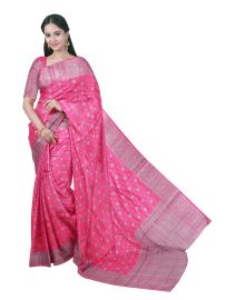 Gracecharm Semi Jute Butta with Floral Jaal Pallu Saree
