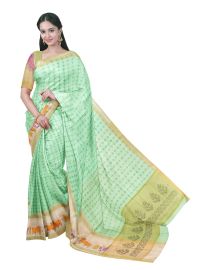 Gracecharm Elegant Chanderi Cotton Floral Butta Leaf Pallu Saree