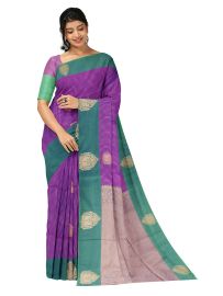 Gracecharm Art Soft Silk Geometric Zari Butta Contrast Border Saree