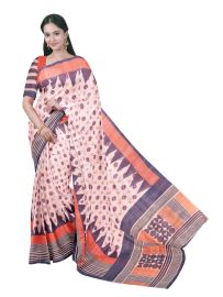 GraceCharm Semi Jute Geometric Buta Striped Pallu Temple Border Saree