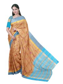 Gracecharm Kanchi Cotton Multicolour Polka Dot Striped Pallu Saree