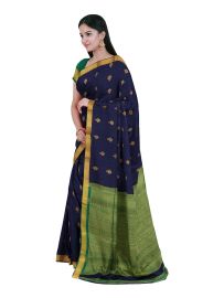 Gracecharm Silk Cotton Floral Butta with Geometric Stripe Pallu Saree
