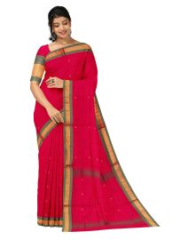 GraceCharm Kovai Cotton Checked Butta with Contrast Border Saree