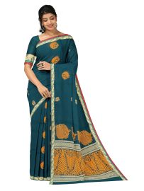 GraceCharm Kovai Cotton Leaf Butta Ornamental Leaf Pallu Saree