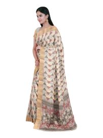 GraceCharm Cotton Triangle Butta with Geometric Pattern Pallu Saree