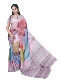Graceful Essence Tussar Silk Overlaid Circles Micro Butta Zari Border Saree