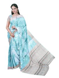 Graceful Essence Tussar Silk Floral Silhouette Butta Check Zari Pallu Saree