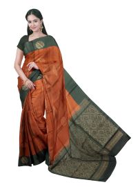 Gracecharm Elegant Pure Soft Silk Butta Design Contrast Border Saree