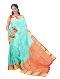 Gracecharm Silk Check Butta with Diamond Lattice Pallu Saree