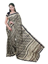 Gracecharm Fancy Chiffon Elephant Foliage Jaal with Geometric Pallu Saree