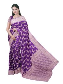 Gracecharm Fancy Chiffon Floral Sprig Butta with Rose Jaal Pallu Saree