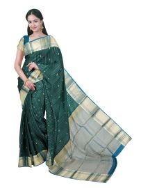 Gracecharm Gift Art Silk Butta Pinstripe with Zari Border Saree