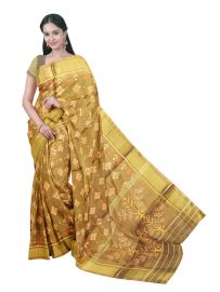 Pochampally Silk Diamond Butta Ikat with Floral Tree Stripe Pallu Saree