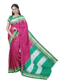 Dharward Cotton Fuchsia Zari Checks Twin Stripe Pallu Saree