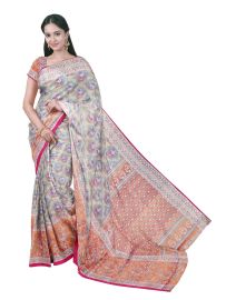 Gracecharm Gift Art Silk Floral Medallion Jaal with Geometric Floral Pallu Saree