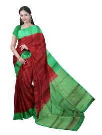 Gracecharm Pure Soft Silk Zigzag Zari Contrast Pallu Saree
