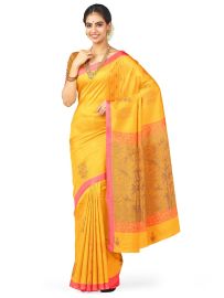 Kanmanie Cotton Bamboo Leaf Butta with 2 Inch Asthiri Border Saree