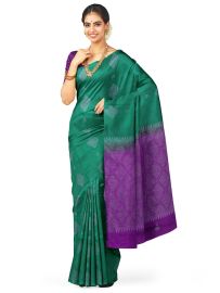 Kanmanie Softy Silk Diamond Butta with Geometric Pallu Saree