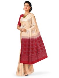 Kanmanie Softy Silk Three Round Butta with Contrast Pallu Saree