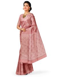 Kanmanie Softy Silk Geometric Square Butta with Interlocking Brocade Pallu Saree