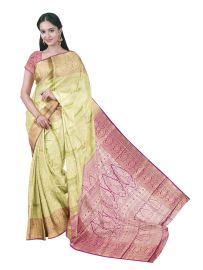 Gracecharm Gift Art Silk Floral Creeper Jaal with Paisley Border Saree