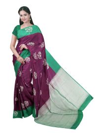 Gracecharm Art Soft Silk Lotus Butta with Diagonal Brocade Pallu Saree