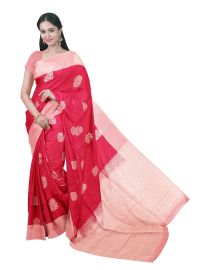 Gracecharm Art Soft Silk Floral Butta with Diagonal Brocade Pallu Saree