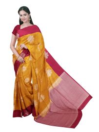 Gracecharm Art Soft Silk Swirl Floral Butta with Chevron Pallu Saree