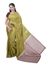 Gracecharm Art Soft Silk Floral Butta with Floral Brocade Pallu Saree