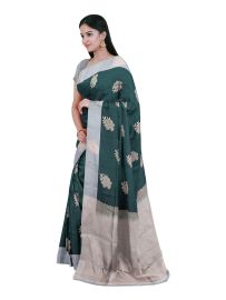 Gracecharm Art Soft Silk Floral Butta with Geometric Oval Brocade Pallu Saree