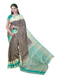 Gracecharm Gift Art Silk Geometric Check with Honeycomb Pallu Saree