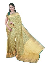 Gracecharm Elegant Tissue Silk floral jaal pattern medallions with geometric chevron paisley pattern saree
