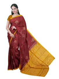 Gracecharm Soft Silk Fan-shaped Bouquet Butta with Leaf Motif Pallu Saree