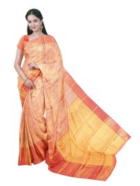 Gracecharm Tissue Silk Jacquard Intricate Vine And Flower Brocade Pattern Saree