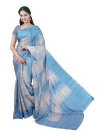 Gracecharm Semi Dupion Multi Color Chain Stripe Design with Border Saree
