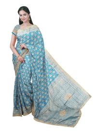 Gracecharm Fancy Silk Designer scalloped cut work With gold Zari Jaal Saree