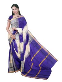 Gracecharm Elegant Silk Cotton Square Grid Patterns with Border Saree