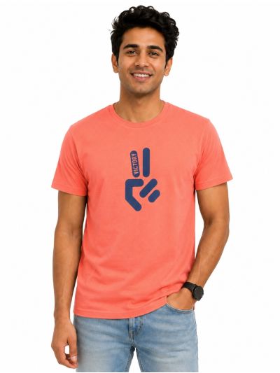 Warior Men's Victory Hand Gesture Graphic Print Crew Neck T-Shirt