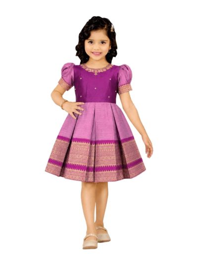 Traditional Art Silk Floral Embroidered Butta Zari Border Frock