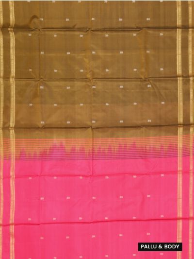 Kanmanie Vazhainaar Pattu Zari Butta Contrast Pallu Saree
