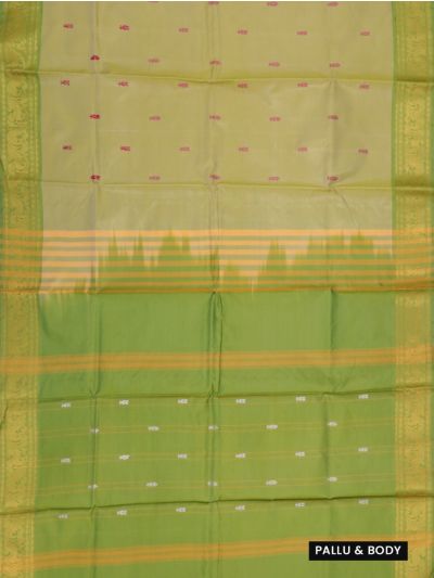 Kanmanie Vazhainaar Pattu Olive Green Parrot Green Butta Saree