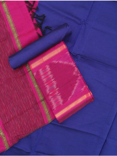 Graceful Essence Silk Cotton Geometric Ikat Border Dress Material