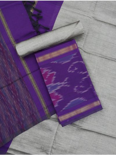 Graceful Essence Silk Cotton Butterfly Ikat Border Dress Material