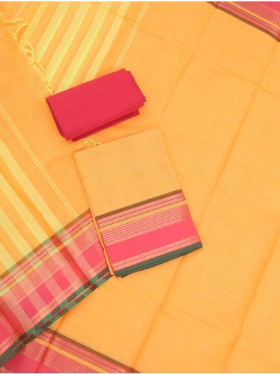 Graceful Essence Kanchi Cotton Plain with Geometric Border Dress Material