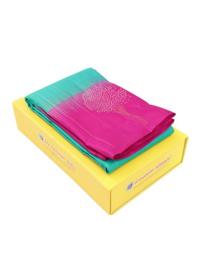 Gracecharm Pure Soft Silk Tree Motif with Geometric Brocade Pallu Saree