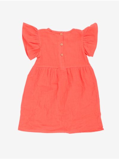Chellakutti Girls Floral Embroidered Flutter Sleeve Frock