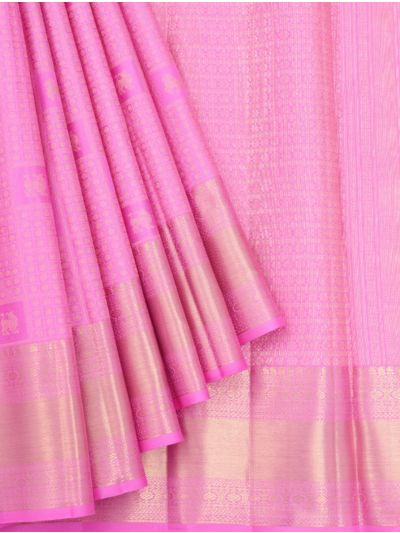 Vivaha Kanchipuram Pure Silk Animal and Round Butta Checks Geometric Pallu Saree